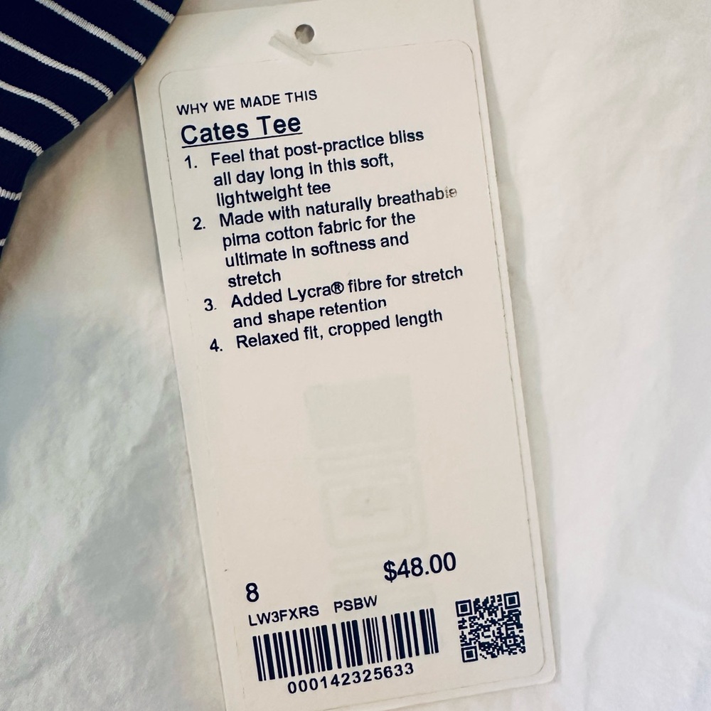 Lululemon Black and White Striped Cates Tee - Picture 2 of 3